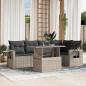 Preview: ARDEBO.de - 6-tlg. Garten-Sofagarnitur mit Kissen Hellgrau Poly Rattan