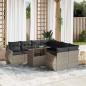Preview: ARDEBO.de - 9-tlg. Garten-Sofagarnitur mit Kissen Hellgrau Poly Rattan