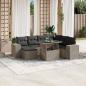 Preview: ARDEBO.de - 8-tlg. Garten-Sofagarnitur mit Kissen Hellgrau Poly Rattan