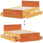 Preview: Massivholzbett ohne Matratze mit Kopfteil Wachsbraun 120x190 cm