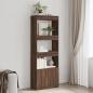 Preview: ARDEBO.de - Highboard 63x33x180 cm Braun Eichen-Optik Holzwerkstoff
