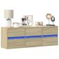 Preview: ARDEBO.de - TV-Wandschrank mit LED-Beleuchtung Sonoma-Eiche 130x31x45 cm
