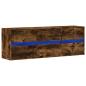 Preview: TV-Wandschrank mit LED-Beleuchtung Räuchereiche 130x31x45 cm