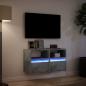 Preview: TV-Wandschränke LED-Beleuchtung 2 Stk. Betongrau 41x31x45 cm