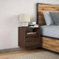 Preview: Wand-Nachttisch mit LED-Leuchten Braun Eichen-Optik