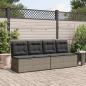 Preview: Gartenbank Verstellbar mit Kissen Grau Poly Rattan