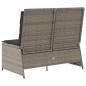 Preview: Gartenbank Verstellbar mit Kissen Grau Poly Rattan