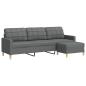 Preview: 3-Sitzer-Sofa mit Hocker Dunkelgrau 210 cm Stoff