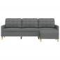 Preview: 3-Sitzer-Sofa mit Hocker Dunkelgrau 210 cm Stoff