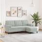 Preview: ARDEBO.de - 3-Sitzer-Sofa mit Hocker Hellgrau 180 cm Samt