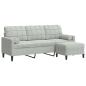 Preview: 3-Sitzer-Sofa mit Hocker Hellgrau 180 cm Samt
