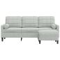 Preview: 3-Sitzer-Sofa mit Hocker Hellgrau 180 cm Samt