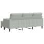 Preview: 3-Sitzer-Sofa mit Hocker Hellgrau 180 cm Samt