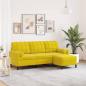 Preview: ARDEBO.de - 3-Sitzer-Sofa mit Hocker Gelb 180 cm Samt