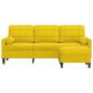 Preview: 3-Sitzer-Sofa mit Hocker Gelb 180 cm Samt