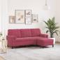 Preview: ARDEBO.de - 3-Sitzer-Sofa mit Hocker Weinrot 180 cm Samt
