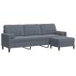 Preview: ARDEBO.de - 3-Sitzer-Sofa mit Hocker Dunkelgrau 210 cm Samt