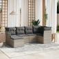 Preview: ARDEBO.de - 6-tlg. Garten-Sofagarnitur mit Kissen Hellgrau Poly Rattan