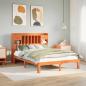 Preview: ARDEBO.de - Massivholzbett mit Regal ohne Matratze Wachsbraun 135x190 cm