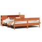Preview: Massivholzbett mit Regal ohne Matratze Wachsbraun 200x200 cm