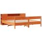Preview: Massivholzbett mit Regal ohne Matratze Wachsbraun 200x200 cm