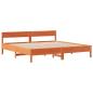 Preview: Massivholzbett mit Regal ohne Matratze Wachsbraun 200x200 cm