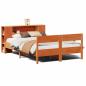 Preview: Massivholzbett mit Regal ohne Matratze Wachsbraun 160x200 cm