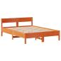 Preview: Massivholzbett mit Regal ohne Matratze Wachsbraun 160x200 cm