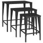 Preview: Garten-Satztische 3 Stk. Schwarz Poly Rattan