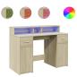 Preview: LED-Schreibtisch Sonoma-Eiche 120x55x91 cm Holzwerkstoff