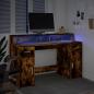 Preview: LED-Schreibtisch Räuchereiche 140x55x91 cm Holzwerkstoff