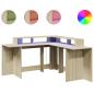 Preview: LED-Schreibtisch Sonoma-Eiche 152x152x91 cm Holzwerkstoff