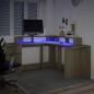 Preview: LED-Schreibtisch Sonoma-Eiche 152x152x91 cm Holzwerkstoff