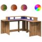Preview: LED-Schreibtisch Artisan-Eiche 152x152x91 Holzwerkstoff