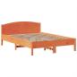Preview: Massivholzbett mit Regal ohne Matratze Wachsbraun 150x200 cm