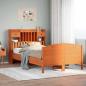 Preview: ARDEBO.de - Massivholzbett mit Regal ohne Matratze Wachsbraun 135x190 cm