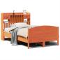 Preview: Massivholzbett mit Regal ohne Matratze Wachsbraun 135x190 cm