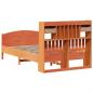 Preview: Massivholzbett mit Regal ohne Matratze Wachsbraun 135x190 cm