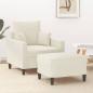 Preview: ARDEBO.de - Sessel mit Hocker Creme 60 cm Samt