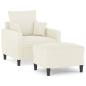 Preview: Sessel mit Hocker Creme 60 cm Samt