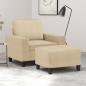 Preview: ARDEBO.de - Sessel mit Hocker Creme 60 cm Stoff