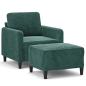 Preview: Sessel mit Hocker Dunkelgrün 60 cm Samt