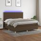 Preview: ARDEBO.de - Boxspringbett mit Matratze & LED Dunkelbraun 180x200 cm Stoff