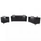 Preview: ARDEBO.de - Sofa-Set Kunstleder 3-Sitzer + 2-Sitzer + Sessel Schwarz