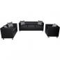 Preview: Sofa-Set Kunstleder 3-Sitzer + 2-Sitzer + Sessel Schwarz