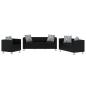 Preview: Sofa-Set Kunstleder 3-Sitzer + 2-Sitzer + Sessel Schwarz