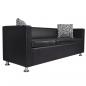 Preview: Sofa-Set Kunstleder 3-Sitzer + 2-Sitzer + Sessel Schwarz