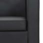 Preview: Sofa-Set Kunstleder 3-Sitzer + 2-Sitzer + Sessel Schwarz