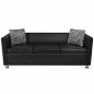 Preview: Sofa-Set Kunstleder 3-Sitzer + 2-Sitzer + Sessel Schwarz