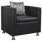 Preview: Sofa-Set Kunstleder 3-Sitzer + 2-Sitzer + Sessel Schwarz